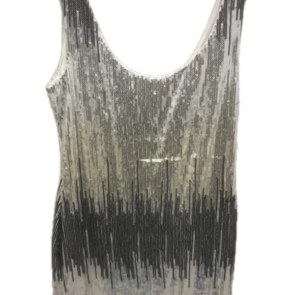 As You Wish Silver & White Ombré Sequin Mini Dress Size Medium - Picture 2 of 8